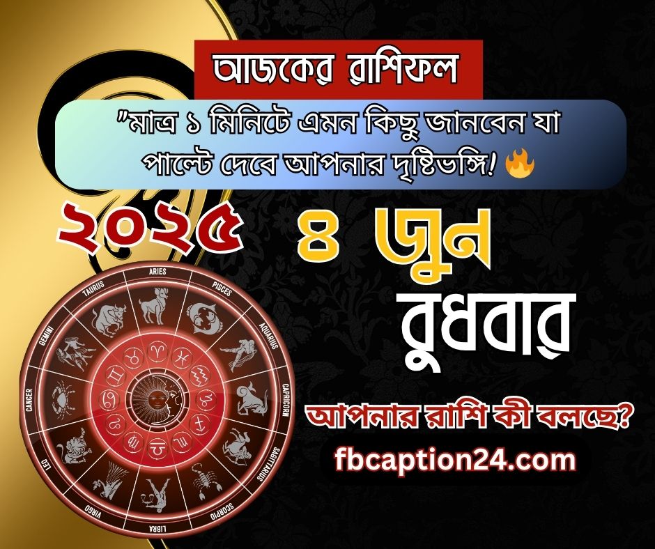 ৪ জুন ২০২৫ তারিখের জন্য আজকের বাংলা রাশিফল দেওয়া হলো।